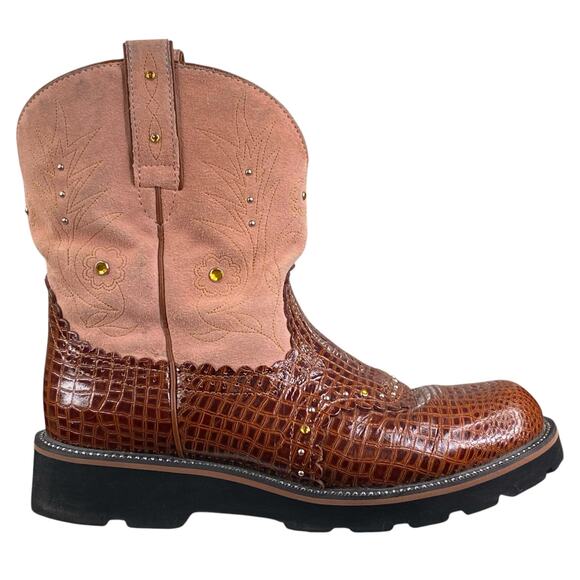 Ariat Women's Fatbaby Brown Pink Western Cowgirl Boot Size 11 B